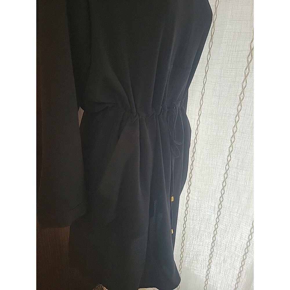 Haute Monde Lightweight Utility Style Dress Black Gold Hardware Pockets Medium - Picture 10 of 14